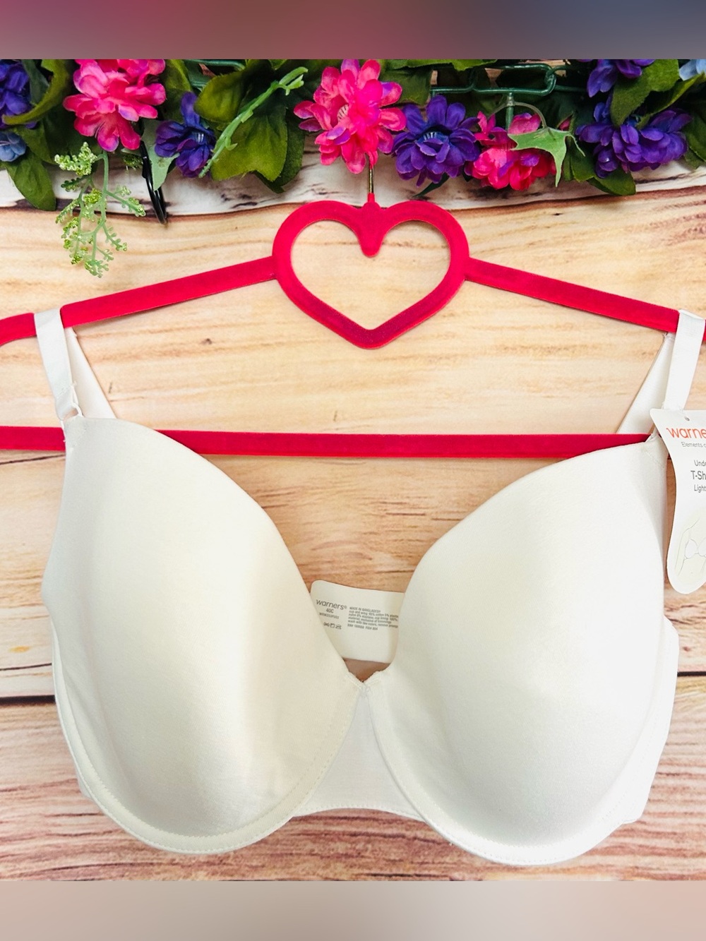 Warners Elements of Bliss White Lightly Lined Wired T-shirt Bra Size 40C NWT